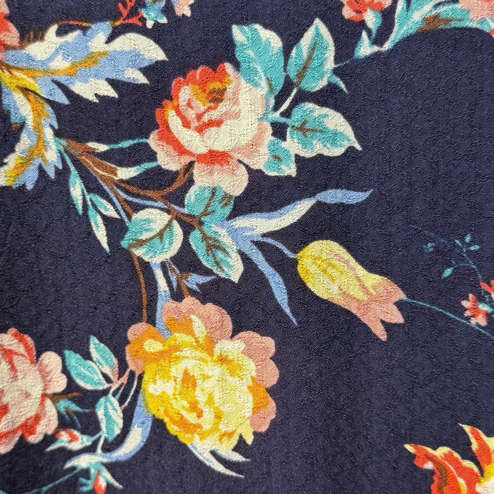 Kaileigh Navy Floral Dolman Sleeve Blouse Size XL Rayon Made in USA - Picture 12 of 14